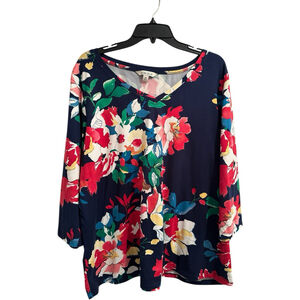 The Pioneer Woman XXL Very Soft Floral Blouse Blue & Multicolored Spring Flowers